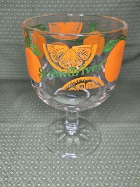 Vintage Screwdriver Cocktail Goblet With Orange Design